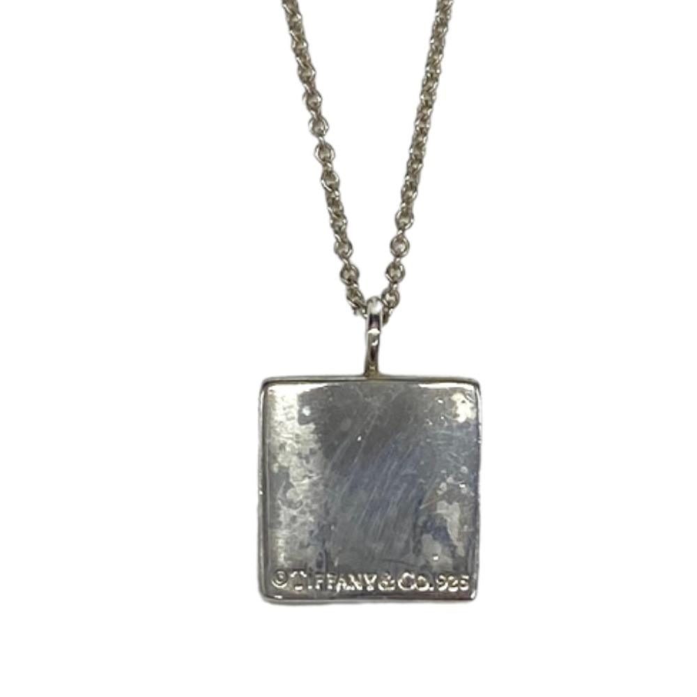 Tiffany Co Necklace Choker Logo Plate Notes Square Sterling Silver
